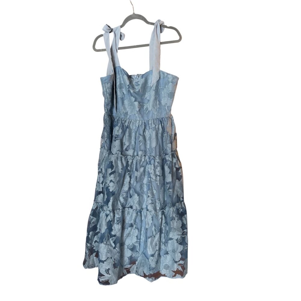 Lulu's Light Blue Floral Tie-Shoulder Midi Dress